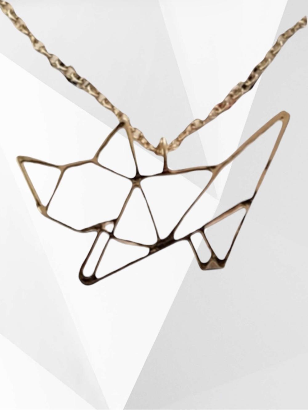 BOUTIQUE Gold Geo Origami Cat Cutout Charm Necklace